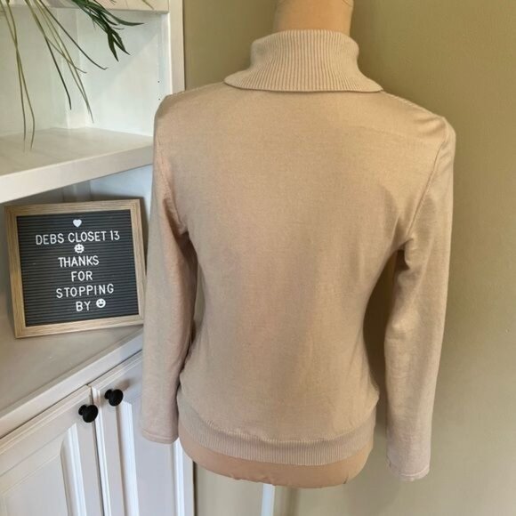 Koradior Women’s Sweater Size Small EU 38 Lined with Soft Fabric Turtleneck Tan - Picture 2 of 14